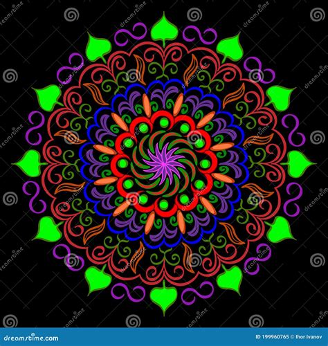 Ethnic Mandala With Colorful Ornament Stock Vector Illustration Of Colouring Ornament 199960765