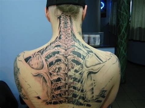 Awesome Skeletal Back Piece Hyper Realistic Tattoo Anatomical