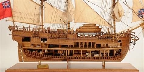 Hms Endeavour Open Hull Model Ship Handcrafted Wooden Ready Made