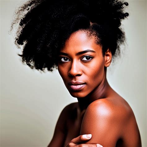 Premium Ai Image Portrait Of A Beautiful Black Model With Afro Hair