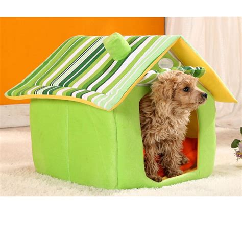 Striped Cloth Removable Pet Dog Cat Bed House Warm Soft Pet Sleeping
