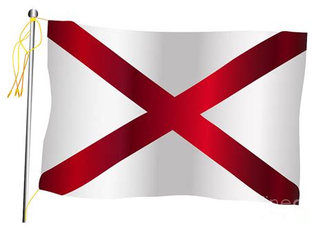 Alabama State Waving Flag And Flagpole Digital Art By Bigalbaloo Stock