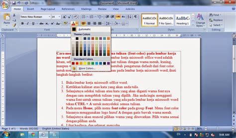 Cara Merubah Warna Font Pada Microsoft Word
