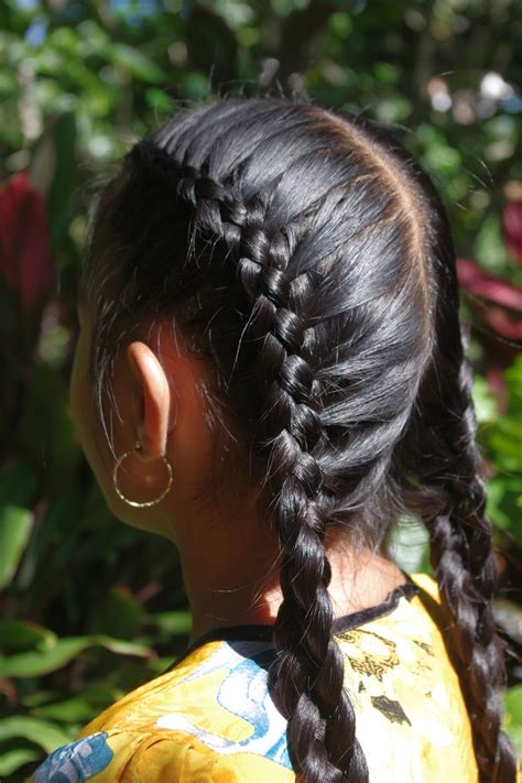 For a quicker braid, grab larger sections. Braids & Hairstyles for Super Long Hair: Micronesian Girl~ Double 4-strand French braids