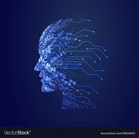 Artificial Intelligence Digital Face Design Vector Image