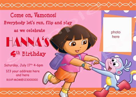 Dora The Explorer Birthday Invitation Digital And Printable Invite In