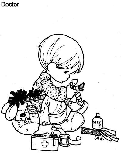 Child repairing his rocking horse coloring | Coloring Pages