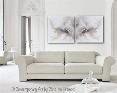Original Art White Grey Abstract Painting Modern Canvas