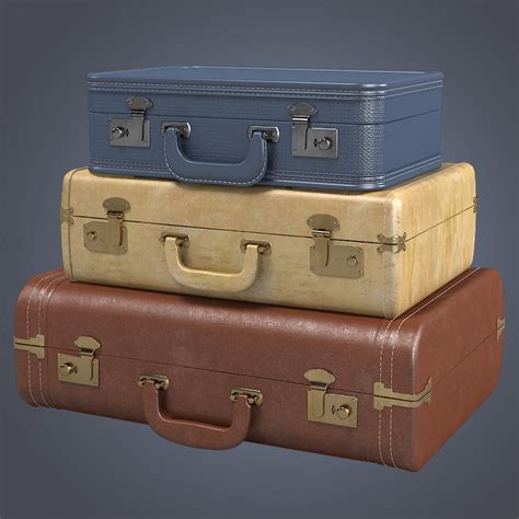3d Vintage Suitcase Set