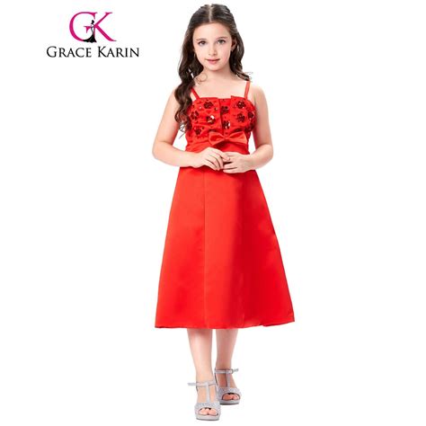 Grace Karin Red Spaghetti Strap Flower Girl Dresses For Wedding 2017