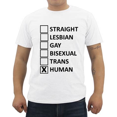 Funny Straight Lesbian Gay Bisexual Trans Human Tolerance T Shirt Summer Mens Short Sleeve O