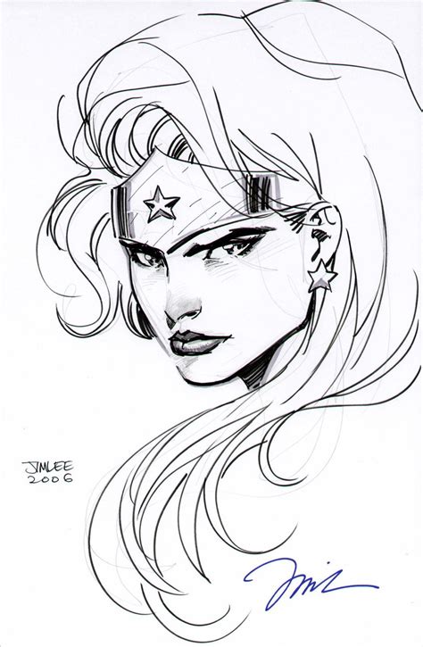 Jim Lee Wonder Woman Head Drawing Justice League Dc Comics Sexy Ebay