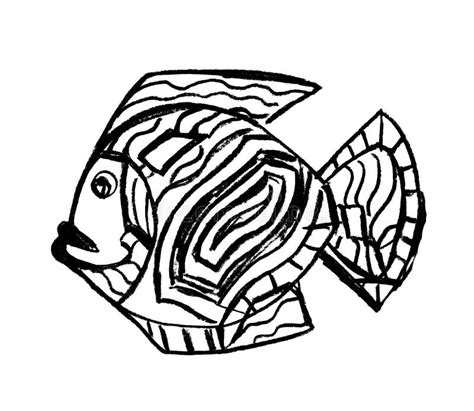 Decorative Black Fish On A White Background Stock Illustration