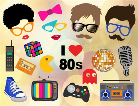 Printable 1980s Party Photobooth Props 80s Photo Booth