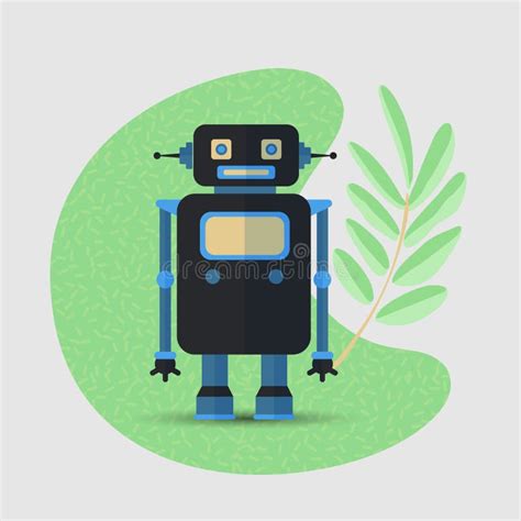 Save The Planet Cartoon Vector Concept With Robot Ai And Green Branch