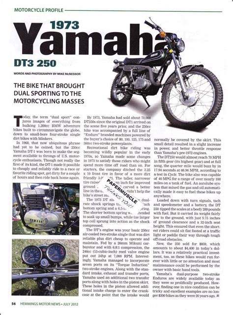 1973 Yamaha Dt3 250 Motorcycle ~ Nice Article Ad Yamaha Motorcycle