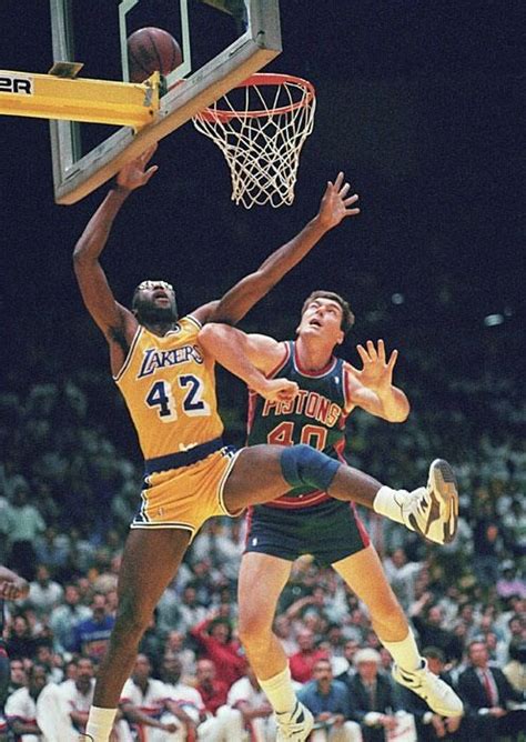 Bill Lambier Detroit Pistons Elbow To James Worthy Los Angeles Lakers