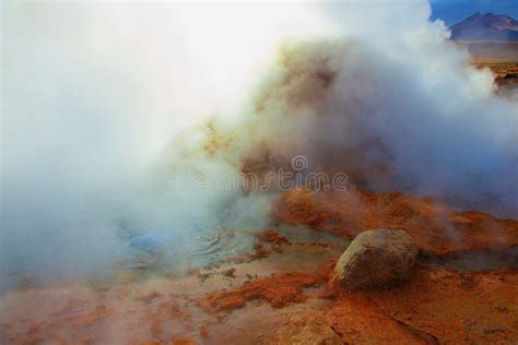 Geyser At The El Tatio Geothermal Field At Sunrise Chile Stock Photo