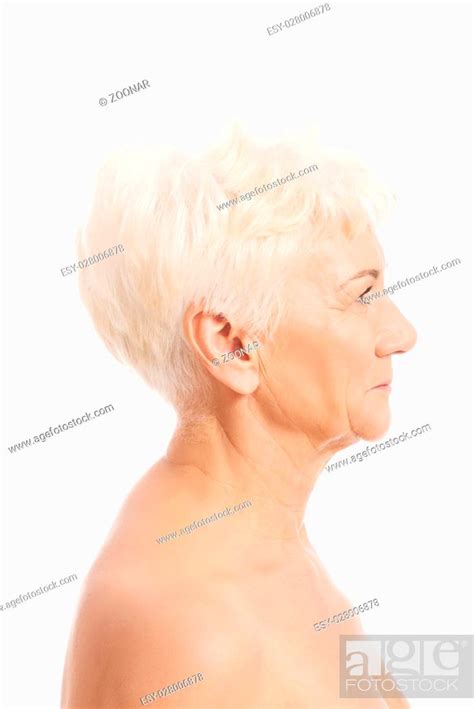 Portrait Of Nude Old Woman Head And Shoulders Stock Photo Picture And Low Budget Royalty Free