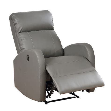 Ac Pacific Sean Grey Faux Leather Upholstered Powered Reclining Massage Chair In The Recliners