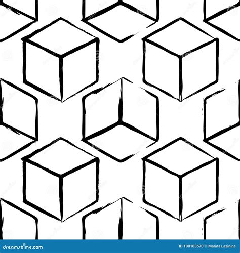 Completely Seamless Abstract Cube Pattern Black And White Design