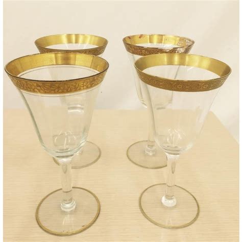 antique gold rimmed glasses set of 16 chairish