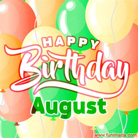 Happy Birthday Image For August Colorful Birthday Balloons 