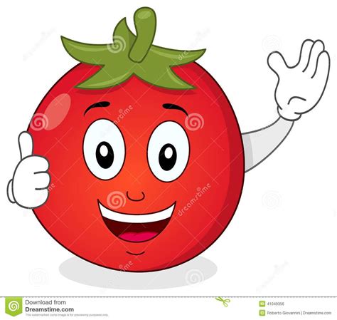 Cute Tomato Thumbs Up Character Funny Cartoon Red Smiling Isolated