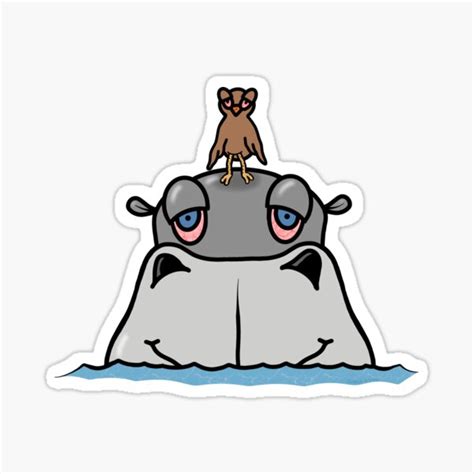 Stoned Hippo And Ox Pecker Bird Sticker By Derrickgwood Redbubble