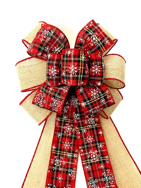 Burlap Snowflake Christmas Wreath Bow Red Large T Bow Etsy