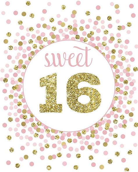 Pink And Gold Sweet 16 Sign Printable 16th Birthday Party Decorations