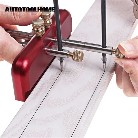 Adjustable Aluminum Alloy Marking Tools Woodworking Marker Double Line Wood Scribe Layout Hand