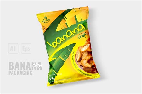 Modern Banana Chips Packaging Graphic Templates Envato Elements
