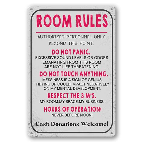 Buy Room Rules Sign For Teen Girls Boy Bedroomgaming Room Door Decor