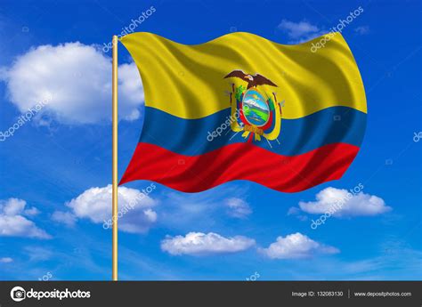Bandera De Ecuador Ondulada Bandera De Ecuador Ondeando Sobre Fondo