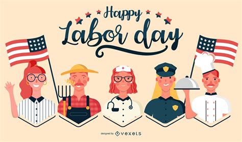 Happy Labor Day Jobs Illustration Vector Download