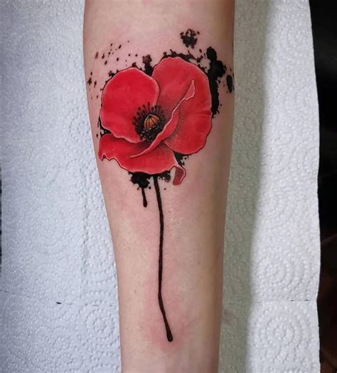 Poppy Flower Tattoo In 2021 Poppies Tattoo Flower Tattoo Honey Bee
