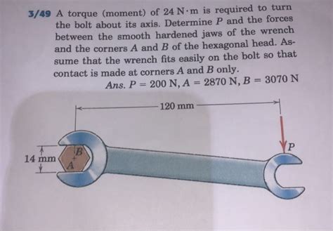 Solved 349 A Torque Moment Of 24 N M Is Required To Turn