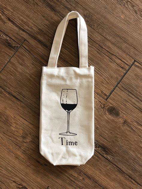 Wine Time Canvas Wine Bag By Factorv On Etsy Printed Tote Bags Cloth Tote Bags Eco Tote Bag