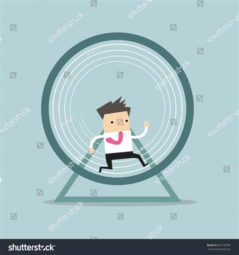 Businessman Running Hamster Wheel Stock Vector Royalty Free 302139785