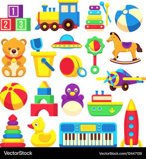 Kids Toys Cartoon Icons Collection Royalty Free Vector Image