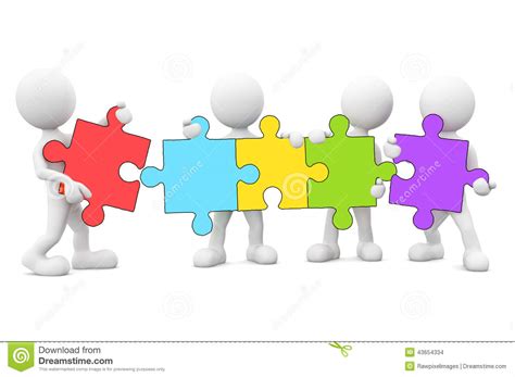 3d Men Connecting Jigsaw Puzzle Stock Illustration Illustration Of