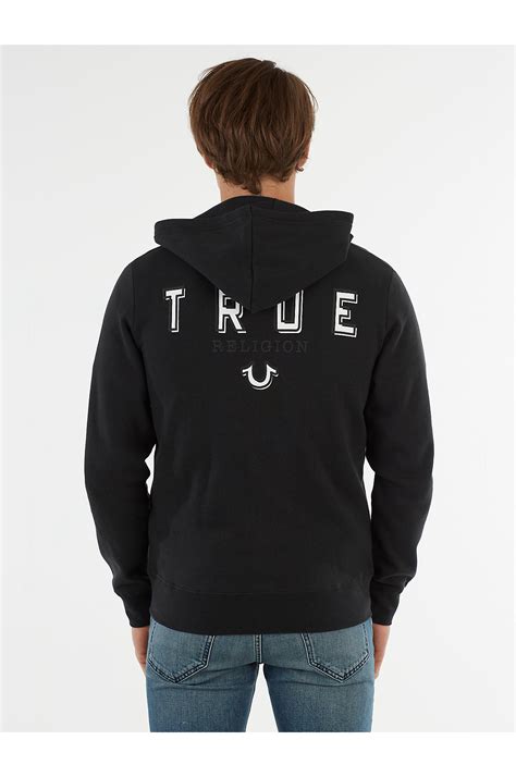 True Religion Mens Classic Logo Full Zip Up Hoodie Sweatshirt Ebay