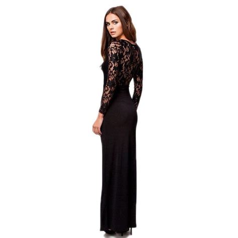 O Neck Long Sleeve Floor Length Party Dress With Images Black Lace Cocktail Dress Long
