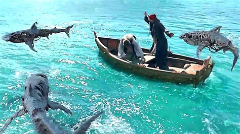 Johnny depp, geoffrey rush, orlando bloom and others. PIRATES DES CARAÏBES 5 : La scène des REQUINS décryptée ...