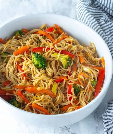 The only difference between the two is, lo mein is soft noodles which is prepared by the tossing method, whereas chow mein is crispy noodles, which are prepared by frying the noodles. Vegetable Lo Mein - Healthier Steps | Vegetable lo mein ...