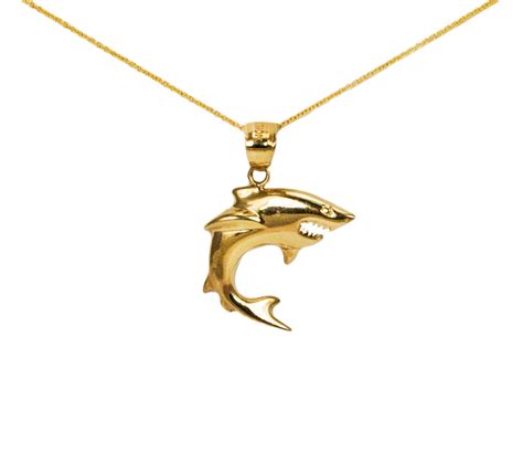 14k Yellow Gold Shark Necklace