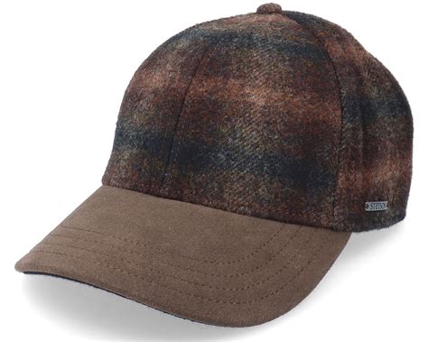 Baseball Cap Wool Check Brown Fitted Stetson Caps Hatstoreno