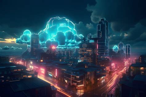 Futuristic Neon City Transforming Urban Landscapes With Cloud