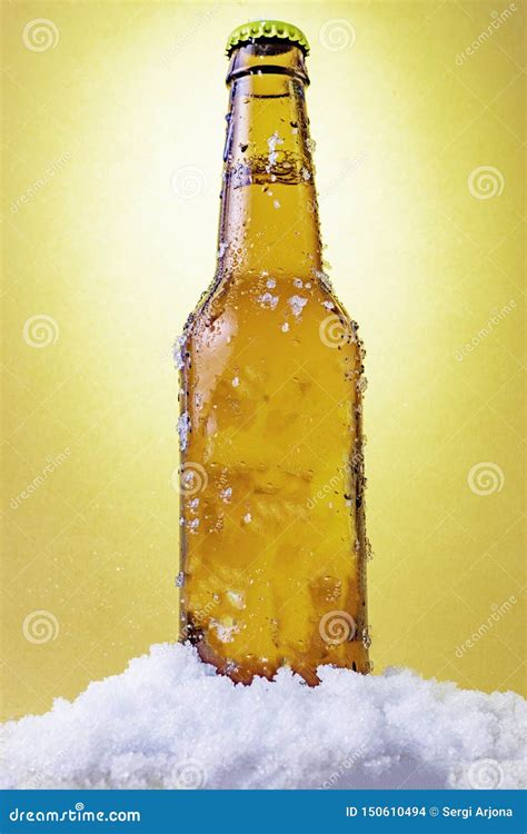 Part Of A Very Cold Beer Bottle With Ice Stock Photo Image Of Lager